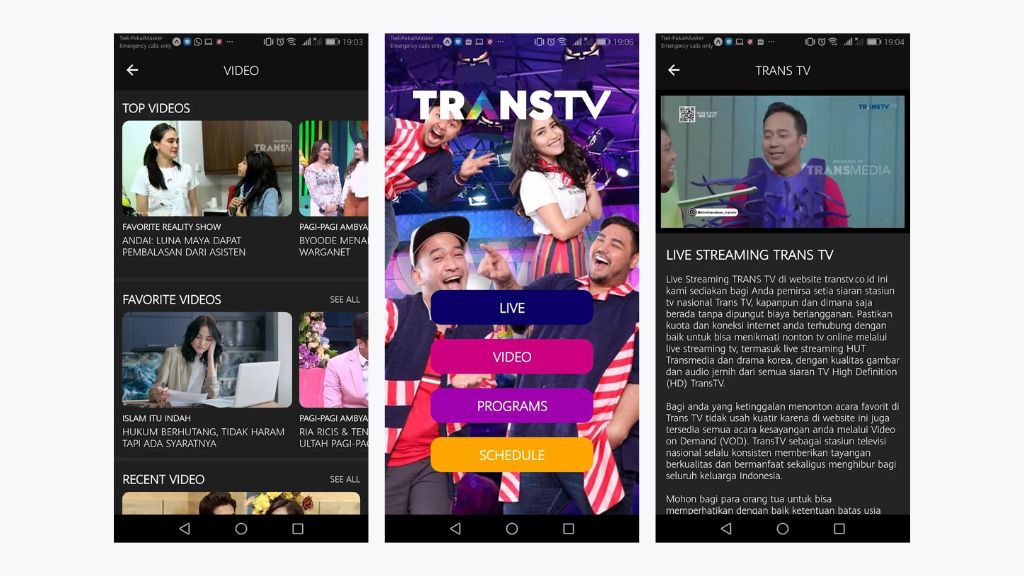 TransTV Live - Aplikasi TV Digital di HP Android