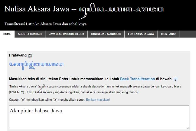 Transliterasi Latin ke Aksara Jawa Bennylin