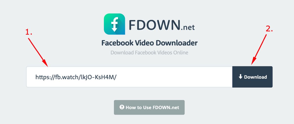 Copy paste link video facebook ke Fdown