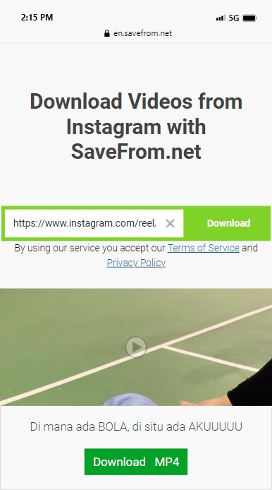 Download Video di IG dengan SaveFrom Net