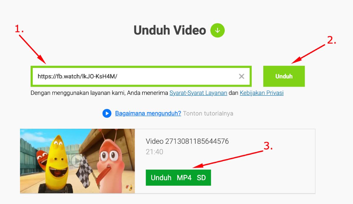 Unduh video dari Facebook dengan SaveFrom Downloader