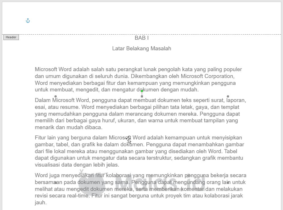 Klik Menu Header Footer lalu Watermark Word