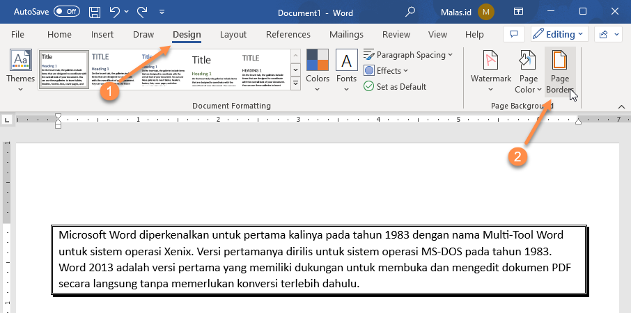 Menu Design Page Borders Halaman di Word