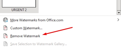 Menu Remove Watermark di Word