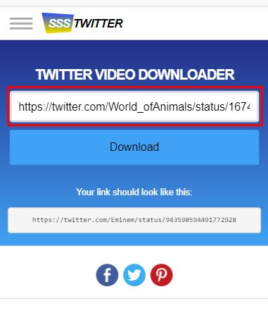 Paste link video Twitter di ssstwitter