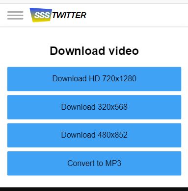 Pilih kualitas video Twitter download