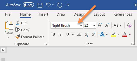 Cari nama font di MS Word