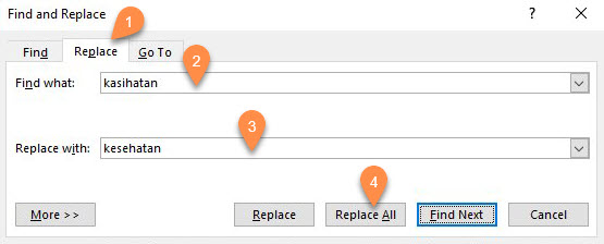 Fitur Find and Replace di Microsoft Word
