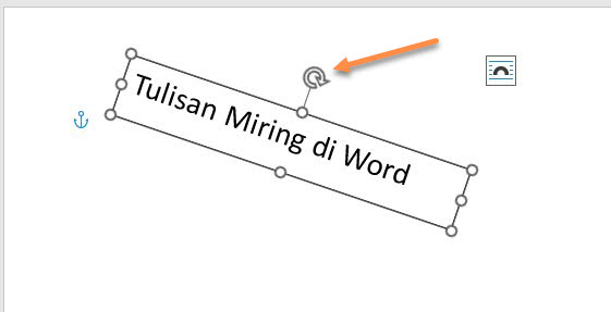 Ikon rotasi untuk memiringkan huruf di Word