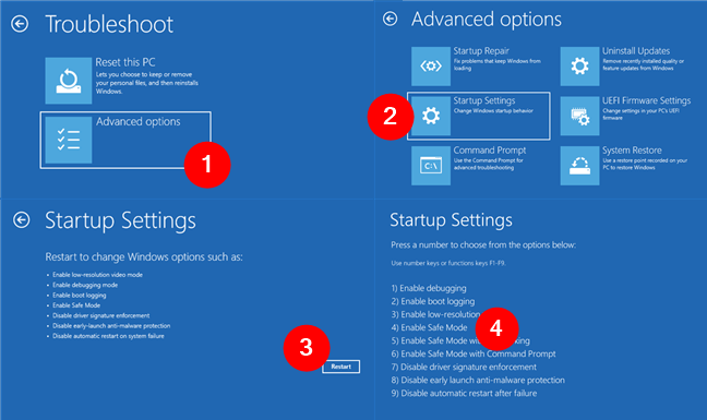 Menu untuk masuk Safe Mode Windows 11