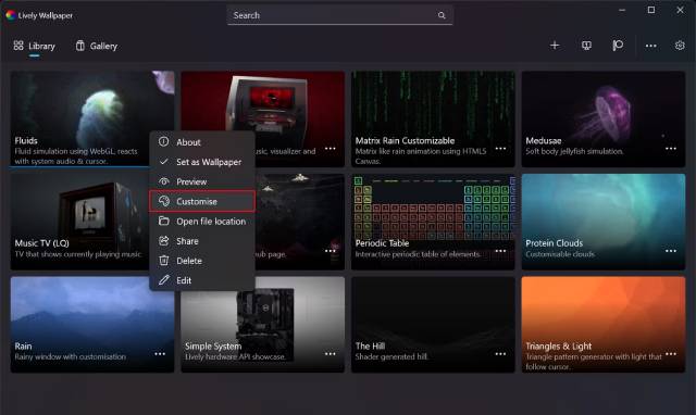 Customise Livly wallpaper di laptop Windows 10