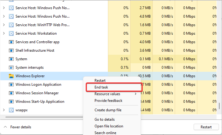 Pilih End Task pada Task Manager Windows