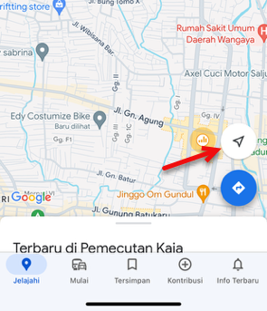 Pilih peta Satelit di aplikasi Google Maps HP