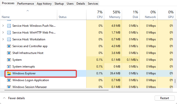 Proses Windows Explorer pada Task Manager Windows